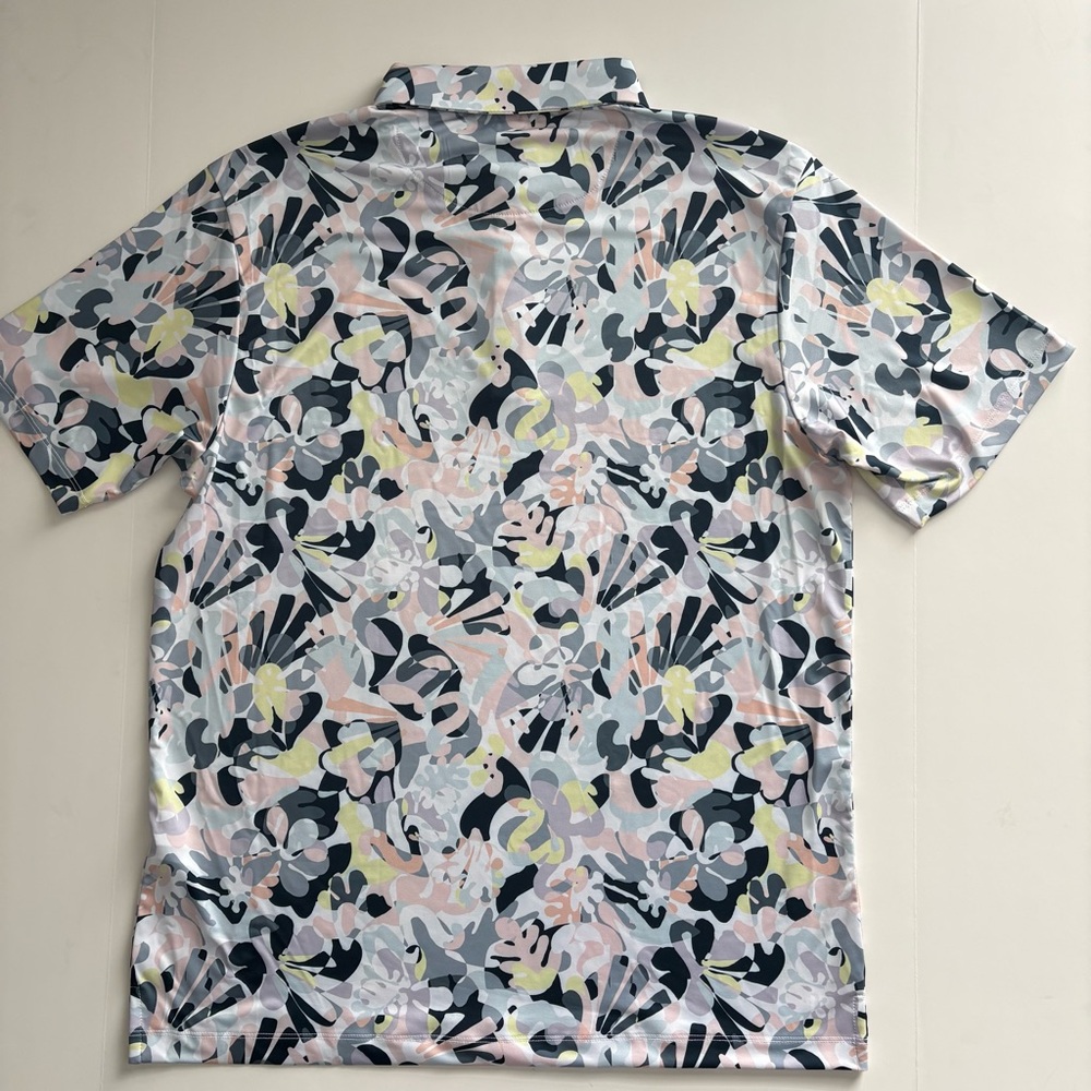 Men’s Bad Birdie Golf Savannah Swing Abstract Floral Performance Polo L MSRP $78 - Picture 2 of 7